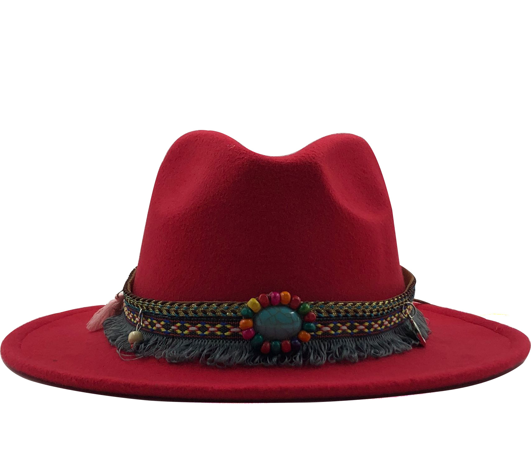 AliExpress Amazon eBay Venta caliente sombrero de lana de las mujeres estilo étnico retro ala plana ala grande Jazz sombrero