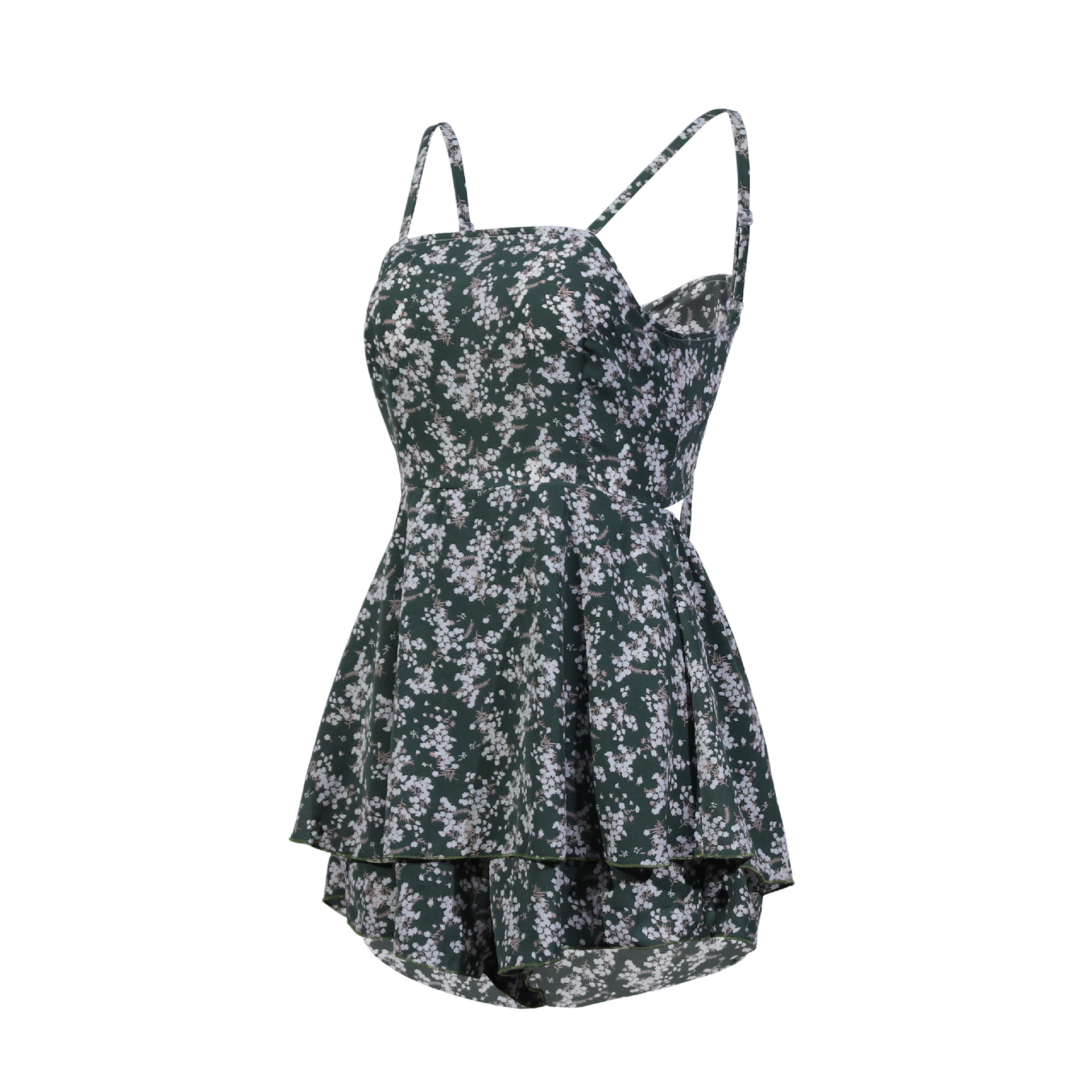 Summer Floral Strap Backless Lace Up Jumpsuit