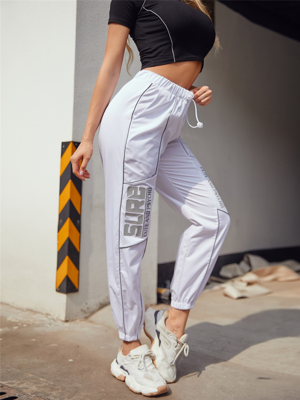 casual reflective printing sports trousers  NSXYA39794