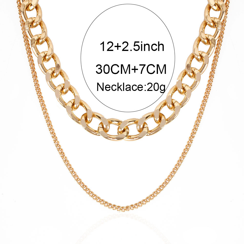 Fashion Wild Alloy Texture Exaggerated Thick Necklace Clavicle Chain Retro Double Necklace Wholesale Nihaojewelry display picture 1
