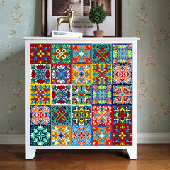 Morocco-style retro floral tile for stair, kitchen, bathroom, wardrobe, table renovation, wallpaper self-adhesive MZ163