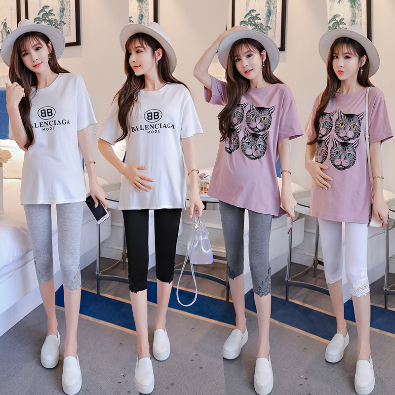 Pregnant Women's Lace 7-point Pants 2020 Summer Thin Trendy Mom's Outer Wear Capri Pants Early Pregnancy All-match Slimming Pants