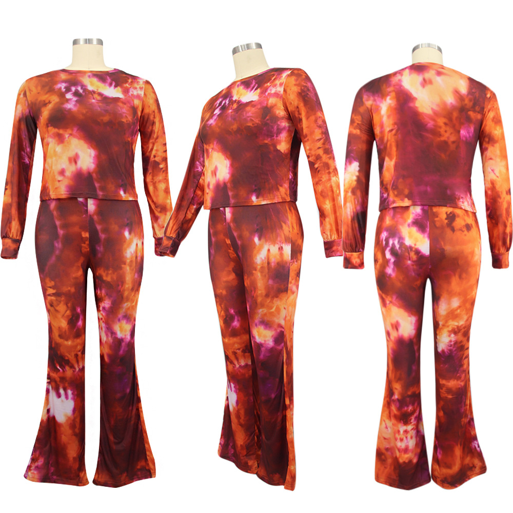 Plus Size Tie-Dye Printing Casual Slim Ladies Suit Women Wholesale