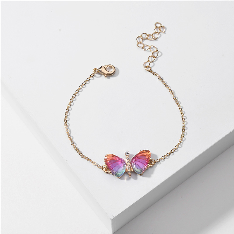 Jewelry Summer Color Transparent Multicolor Acrylic Butterfly Wing Bracelet Bracelet Lady Wholesale Nihaojewelry display picture 3