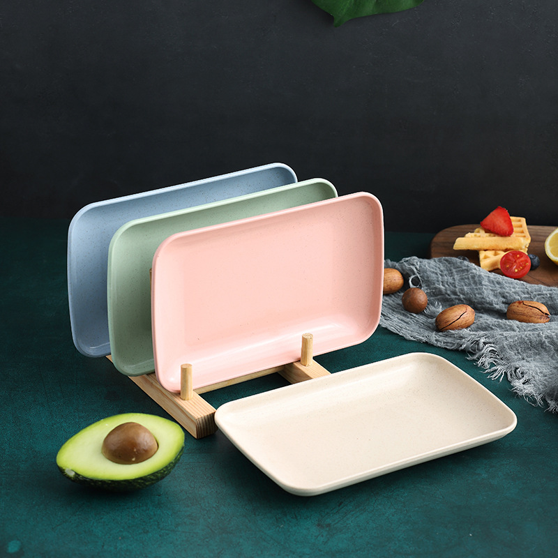 Rice Noodle Roll Plate Hot Pot Restaurant Dish Rectangular Special Plastic Snack Plate Commercial Barbecue Rice Noodle Roll Plate Imitation Porcelain Tableware