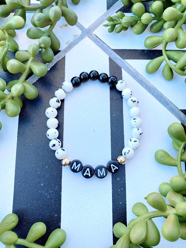 Women'S Gender Mama Letter Arylic Natural Stone Beaded Bracelets