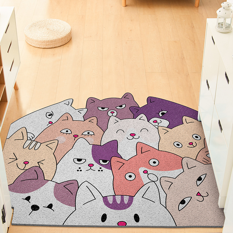 Cute cat silk ring door mat PVC door mat door mat door mat foot mat dustproof rubbing mat can be customized