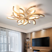 北歐原木吸頂燈創意個性卧室書房間燈簡約現代實木led客廳酒店燈