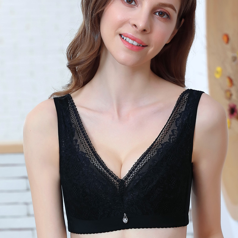 U型美背设计蕾丝花边加宽加高侧肶调整记忆软钢圈超薄杯塑型效果