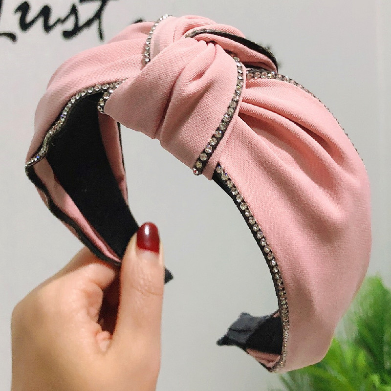 New High-end Boutique Hair Accessories Korean Double Drain Drill Middle Knot Wide Headband Creative Women&#39;s Hair Band display picture 3