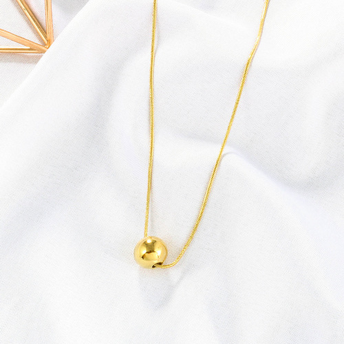 Golden ball bead necklace for women, light luxury niche clavicle necklace ins cool style fashion versatile temperament internet celebrity jewelry