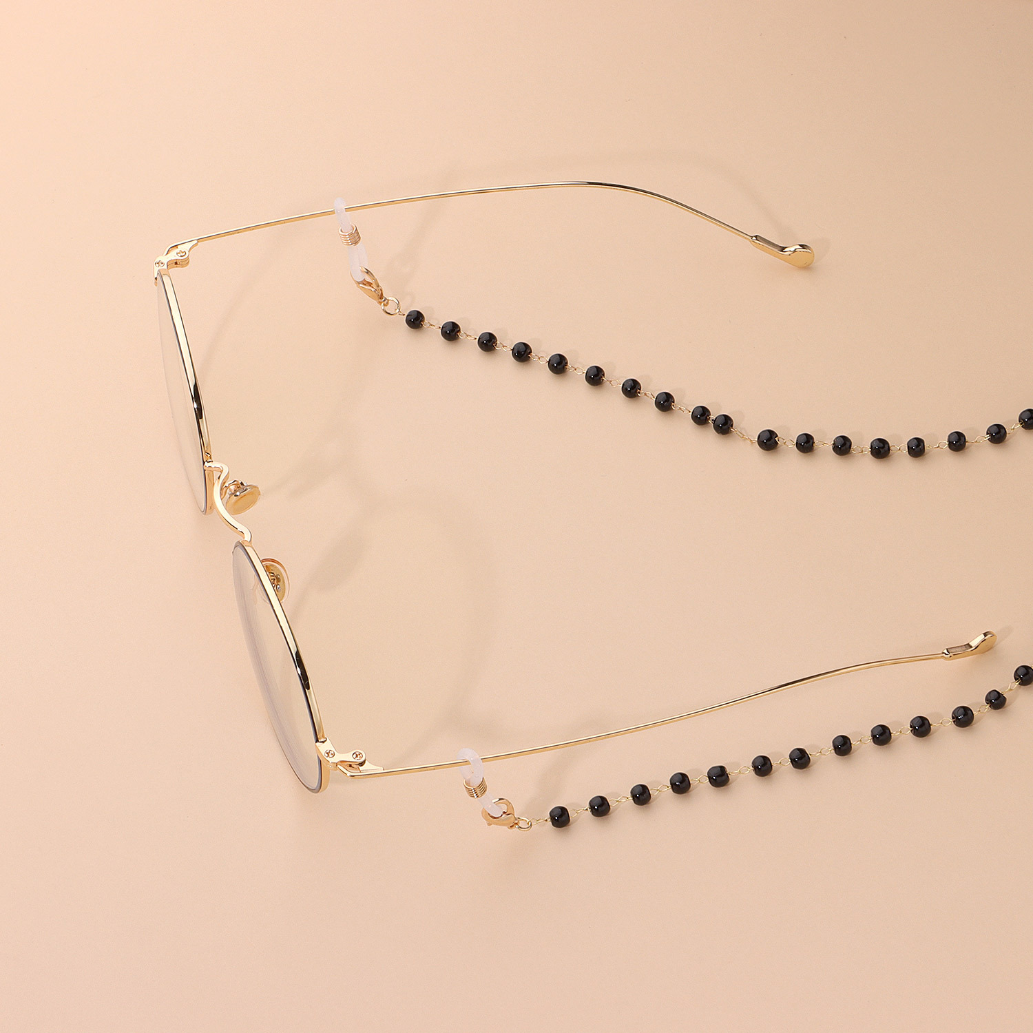 European And American Jewelry Protein Round Bead Glasses Chain Versatile Black And White Beads Glasses Accessories For Women