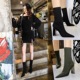 3128-15 European and American wind with pointed metal with contracted thick with high elastic leica show thin and sexy nightclub short boots