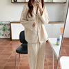 Demi-season pijama, comfortable cardigan, set, increased thickness, long sleeve, Korean style