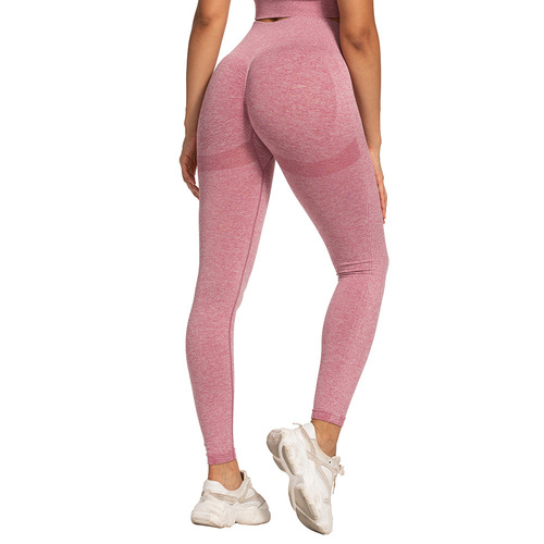 Peach European and American internet celebrity yoga wear sports breathable hip lifting fitness wear high waist slim nylon seamless yoga pants for women