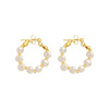 Silver needle, fashionable earrings from pearl, silver 925 sample, internet celebrity, Korean style