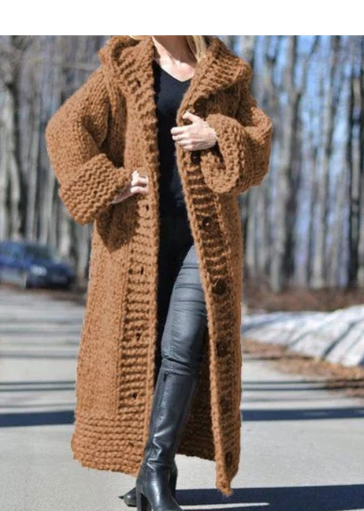 single-breasted solid color knitted hooded sweater cardigan coat nihaostyles wholesale clothing NSGYX84430