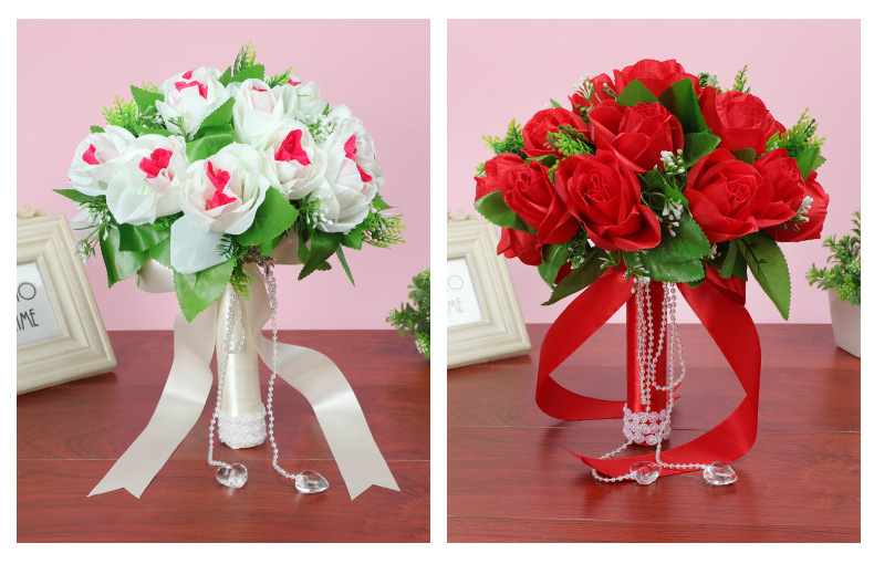 New cross-border Western-style wedding products, wedding simulation rose hand bouquets, creative home decorations, wedding supplies wholesale detail image 5