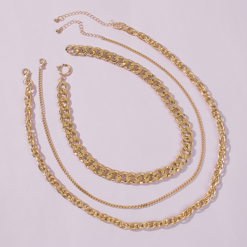 New Punk Style Simple  Metal Texture Multilayer Thick Chain Necklace display picture 7