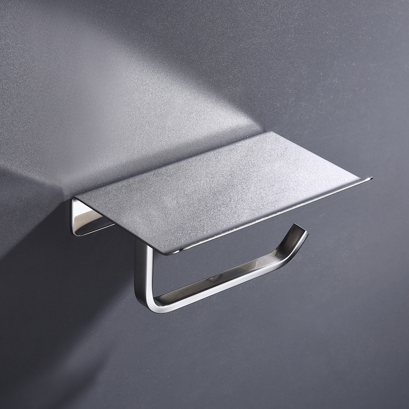 简约黑色304不锈钢纸巾架免打孔浴室卷纸架卫生间置物厕纸架挂件