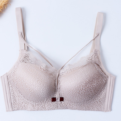 无钢圈文胸聚拢女蕾丝小胸不空杯显大内衣夏收副乳时尚透气胸罩薄