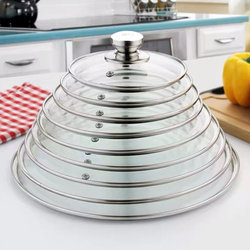 Прямая поставка с фабрики, Толстая крышка из закаленного стекла, Взрывозащищенная визуальная устойчивая к падению антипригарная сковорода для молока, пароварка, крышку для вок можно настроить