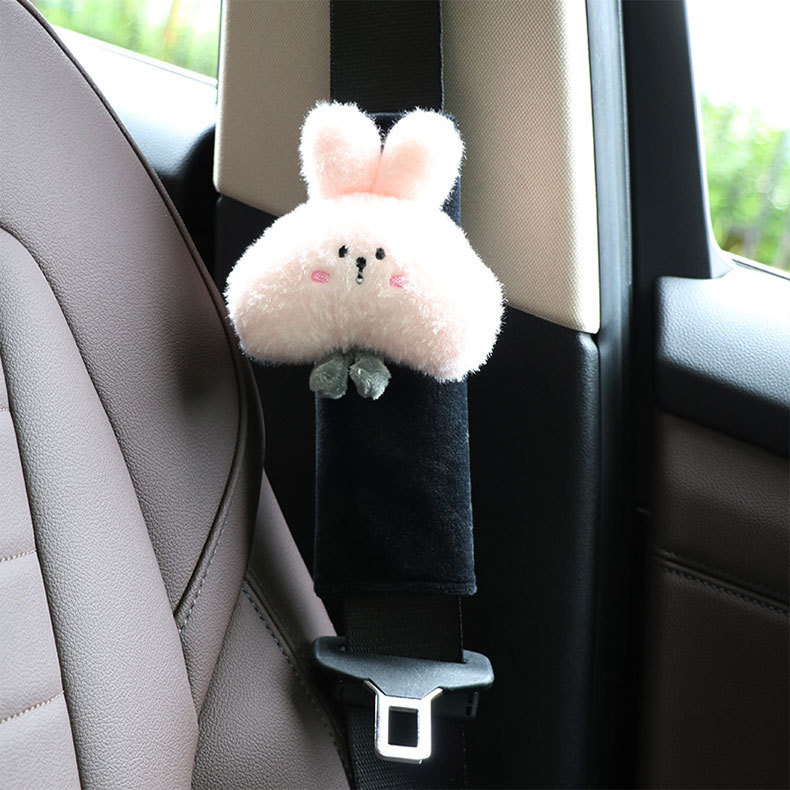 Car cartoon headrest four seasons universal cute rabbit car neck pillow pillow plush car chair back waist support