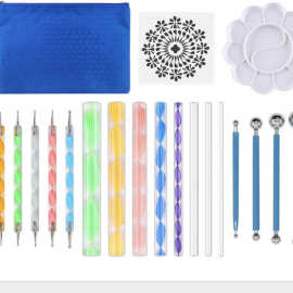 跨境新品19件套陶泥工具套装亚克力棒压痕钢珠笔塑料调色盘模板