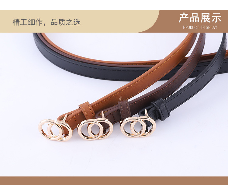 new ladies thin belt fashion casual decoration jeans belt double round buckle wholesale nihaojewelrypicture8