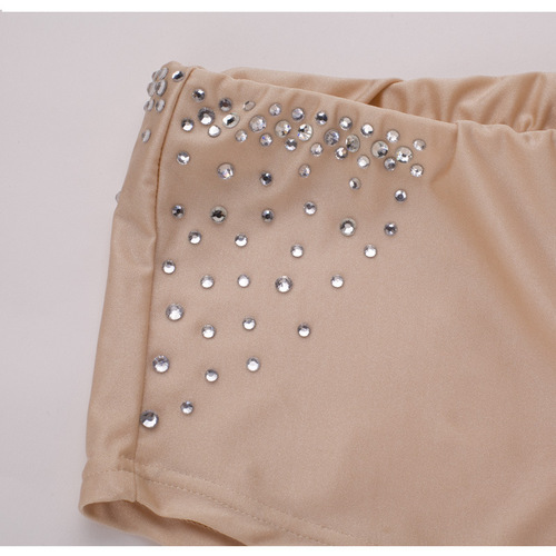 Flesh colored diamond Latin ballroom dance shorts for women girls flesh pants belly dance leggings boxers