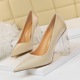 9217-2 han edition sexy nightclub show thin high-heeled shoes with thick with high transparent with silk light mouth pointed women's shoes