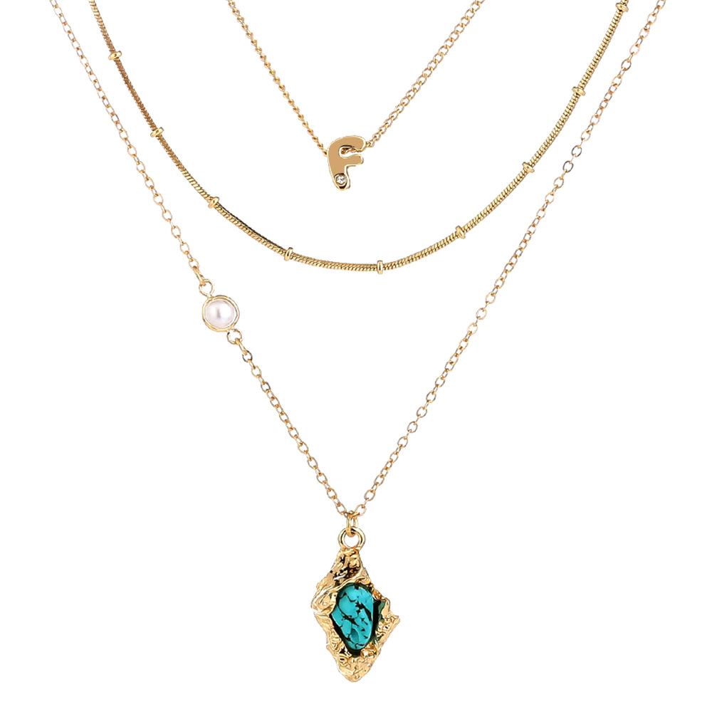 Fashion Bohemian Micro-inlaid Turquoise Pendant Multi-layer Necklace display picture 8