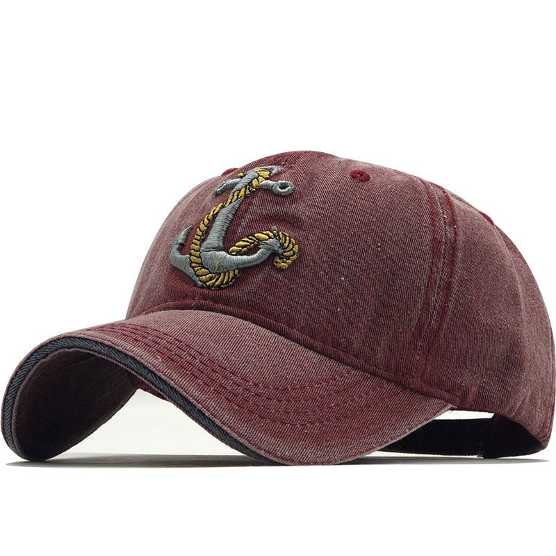 Herr baseballkeps i denim med broderat ankare_voghion.com