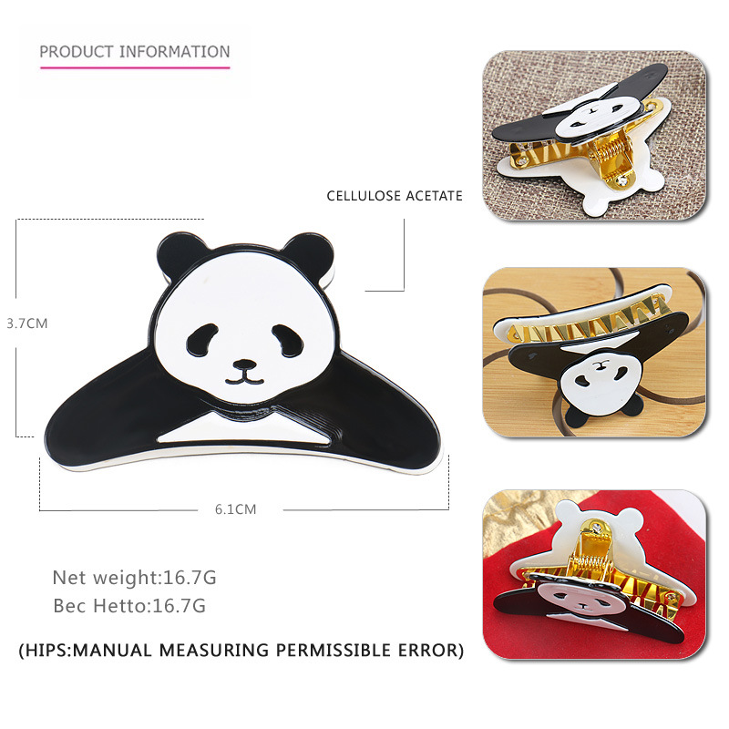 Mode Panda Acetatplatten Handgemacht Haarkrallen 1 Stück display picture 2