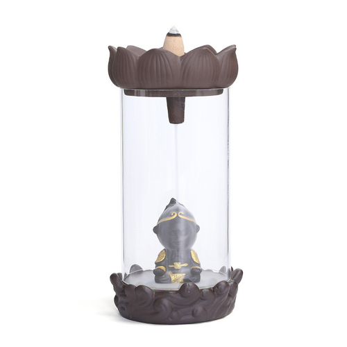 Cross-border purple sand Qitian Monkey King incense backflow incense burner creative windproof cover lotus Sun Wukong backflow incense burner ornaments