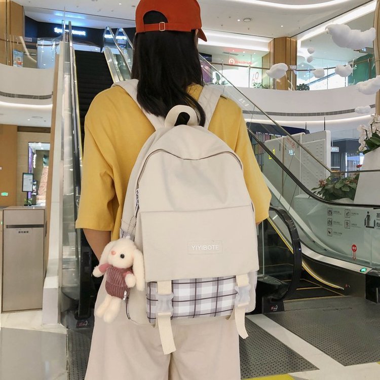 Schoolbag Korean Fashion Harajuku Cute Girl Student Small Fresh Contrast Color Plaid Backpack  Wholesale Nihaojewelry display picture 62