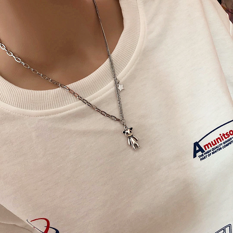 Titanium Steel Necklace Mechanical Rabbit Design Hiphop Style_voghion.com