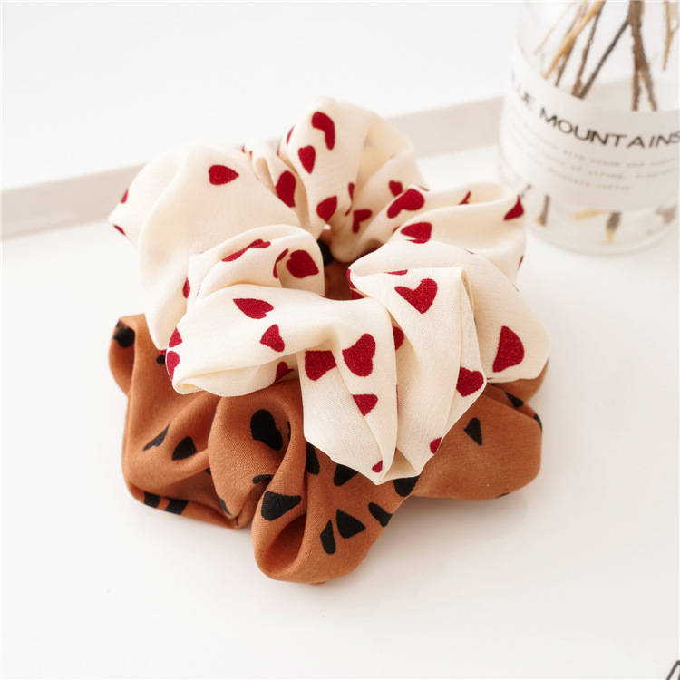 Casual Heart Shape Cloth Printing Hair Tie display picture 2