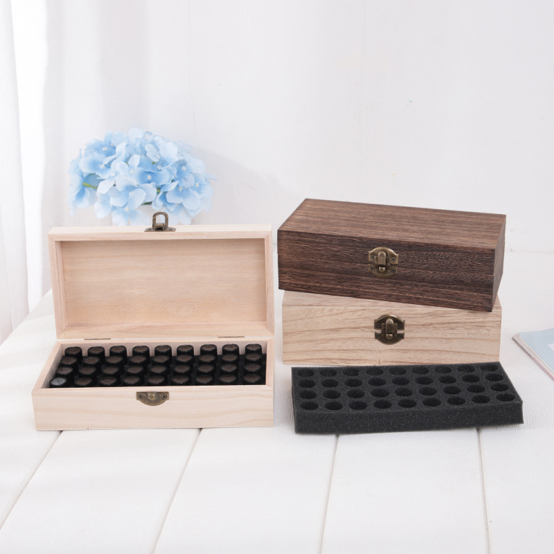 Botella de aceite esencial portátil 36 rejilla 1-3ml caja de madera de almacenamiento a prueba de golpes resistente a la caída de almacenamiento Pantalla caja de sub-botella