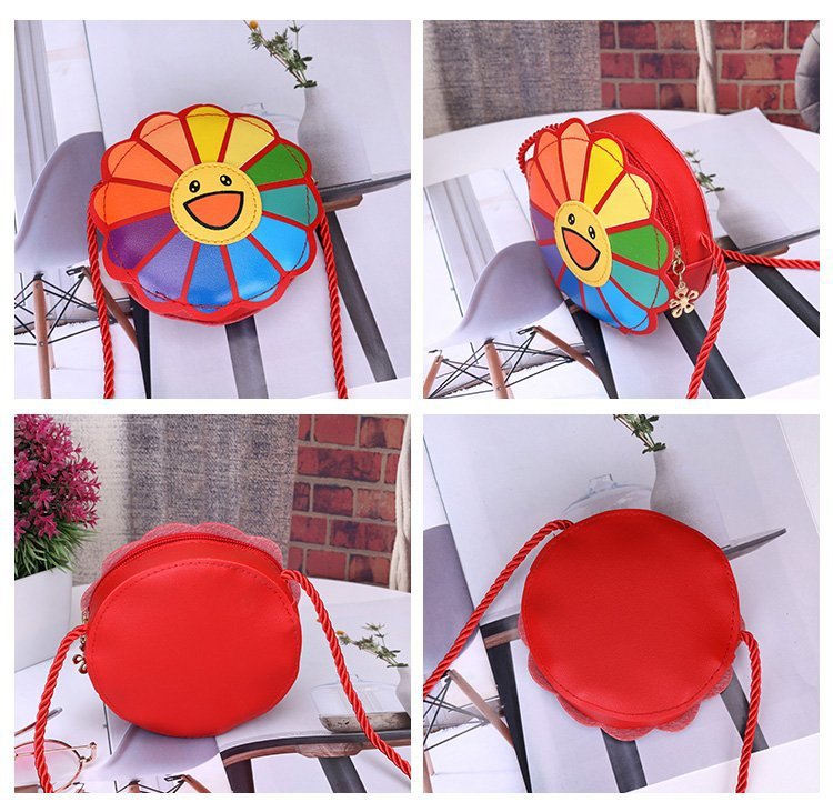Girls' fashionable travel crossbody bag, cartoon cute seven-color flower bag, little girl single-shoulder bag, mini princess small bag undefined