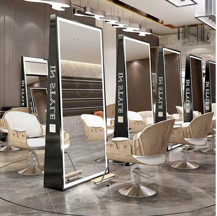 customized Beauty salon Rose Gold Stainless steel Frame Border mirror fashion Beautiful