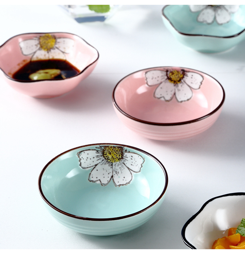 新品促銷陶瓷小碗小碟日式手繪碟子酒店火鍋店油碟醬醋蘸料碟家用