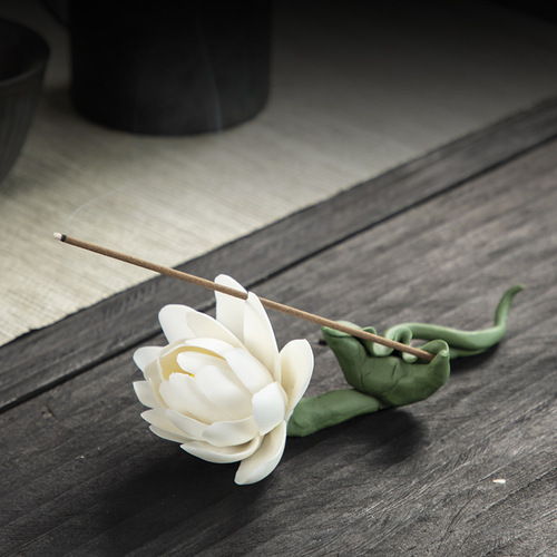 Ceramic hand-kneaded porcelain flower incense holder incense insert retro style craft decoration Zen tea ceremony incense burner decoration factory wholesale