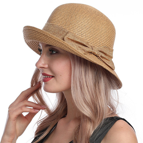 Summer Fashion Grass Hat for Women, Simple Wavy Edge Bowler Hat, Versatile Fisherman Hat, Sunshade and Sun Protection Hat for Girls and Boys