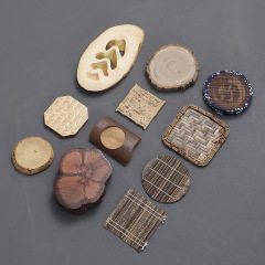 禪意竹編杯墊品茗杯托壺承隔熱墊 田園風實木茶壺墊功夫茶道配件