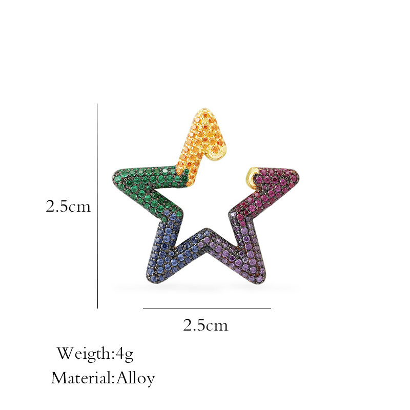 Fashion Rainbow Color Rhinestone Star Stud Earrings display picture 2
