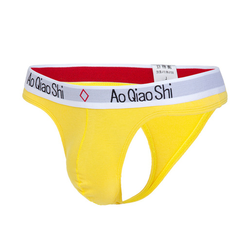 New foreign trade Taobao men's T-shaped sexy thong, solid color low-waisted U-convex sexy large pouch, fine cotton underwear