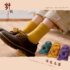 New Autumn/Winter Candy Color Women's Thick Warm Crew Socks for Ladies Plain Casual Medium Calf Socks Manufacturer