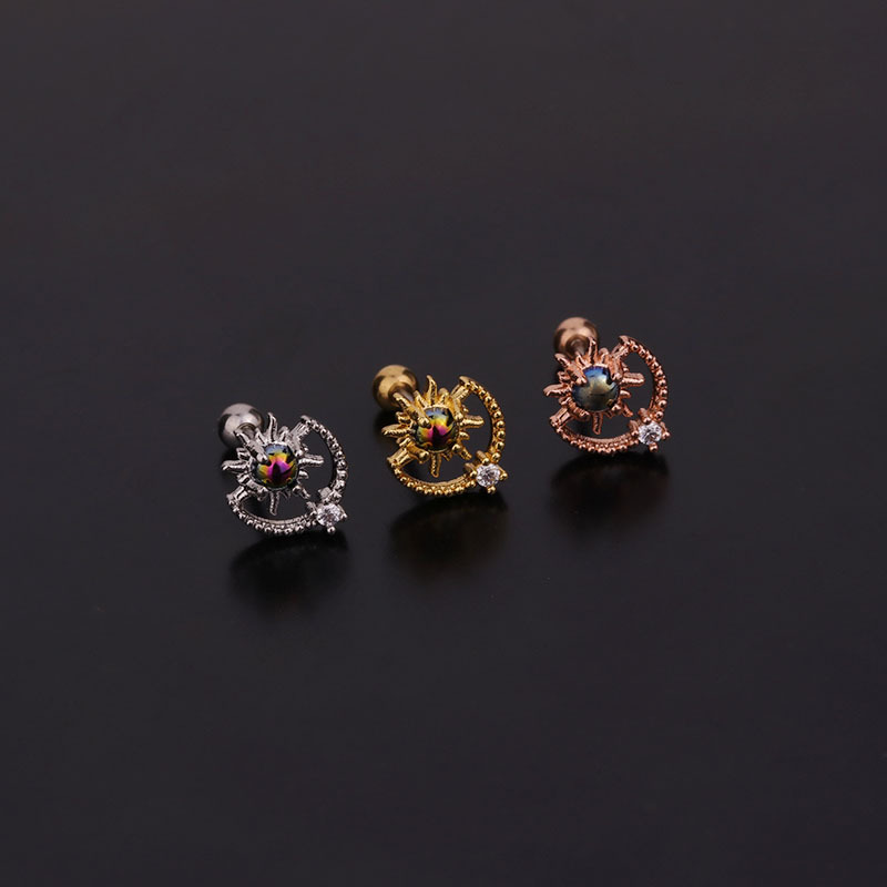 Korean Color Zircon  Fashion All-match Stainless Steel Earrings display picture 6