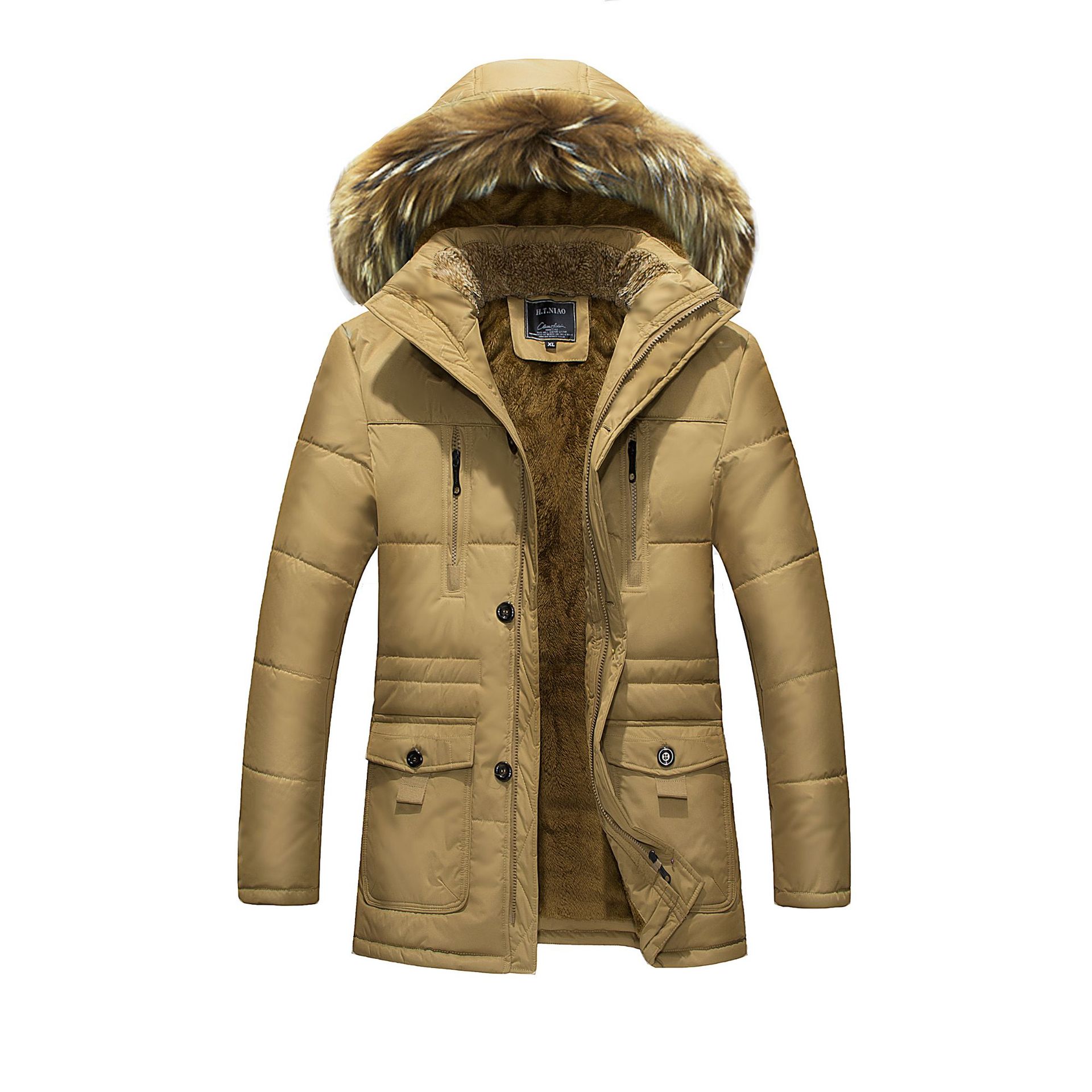 Invierno nueva chaqueta acolchada de algodón para hombre de longitud media forrada de lana cálida chaqueta delgada chaqueta acolchada de algodón casual para hombre Amazon al por mayor